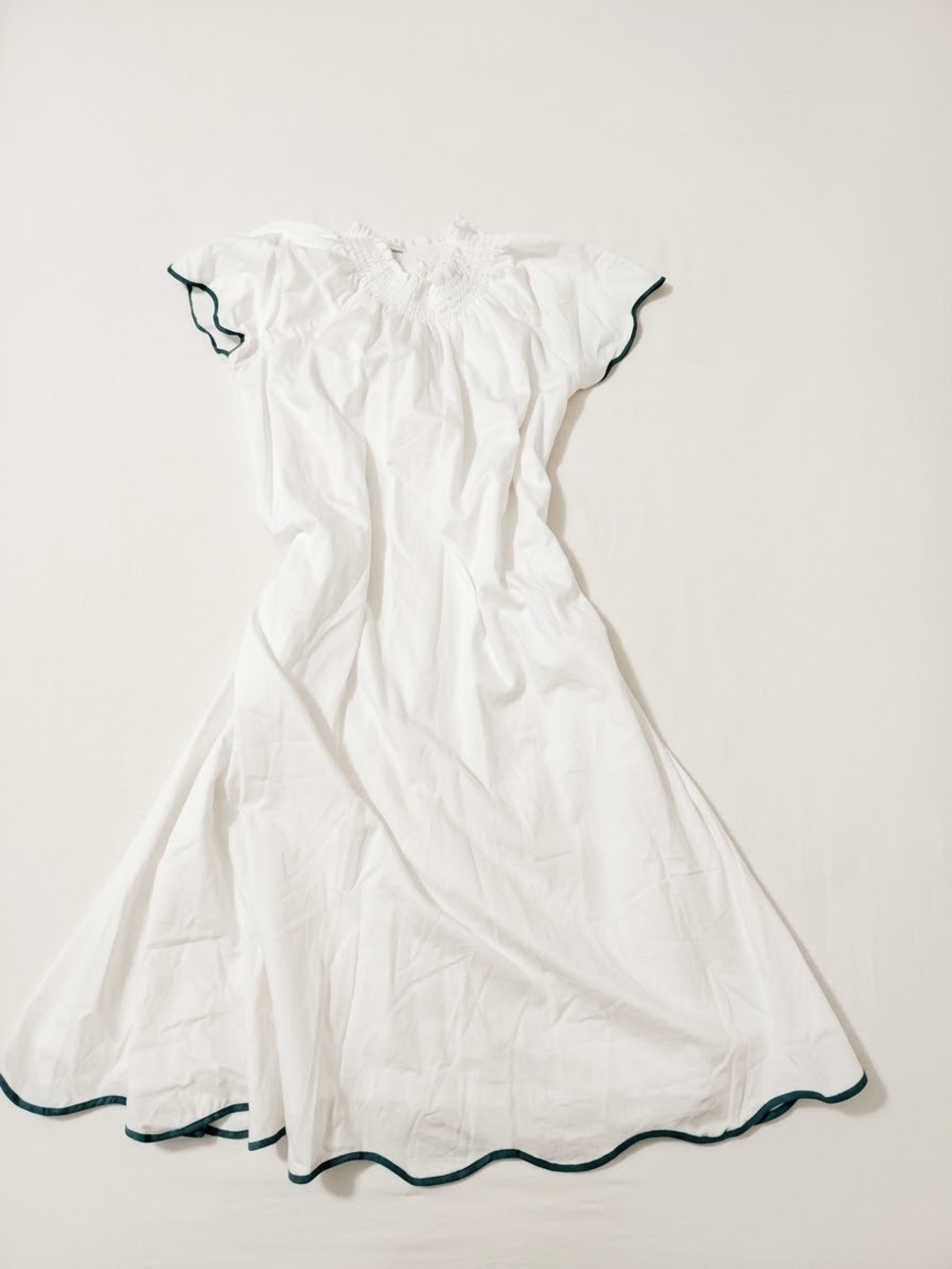 LAKE | White Cotton Maxi Dress with Medium Blue Trim